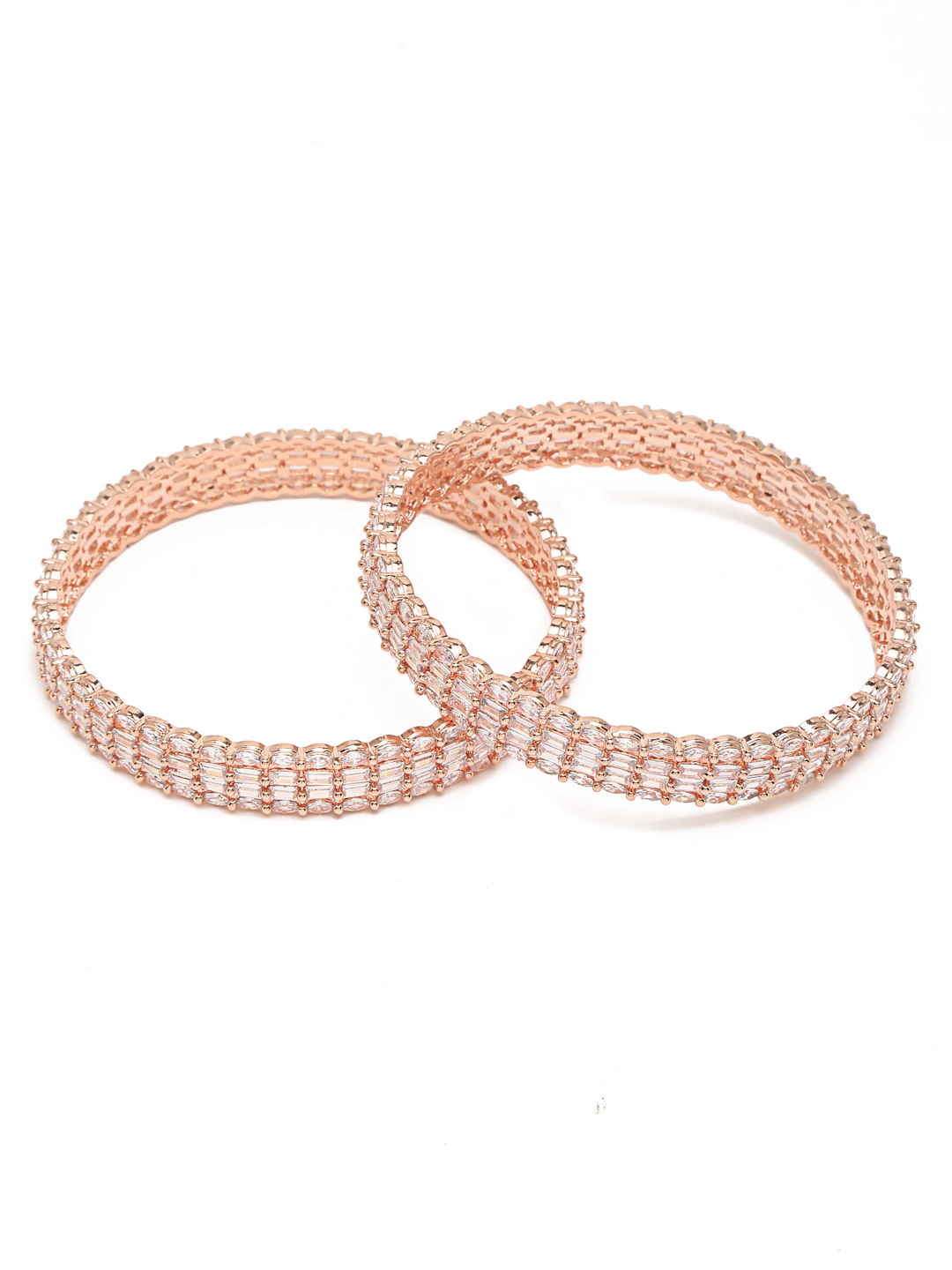 YouBella Jewellery Stylish Rose Gold Plated American Diamond Studded Bangles for Girls and Women